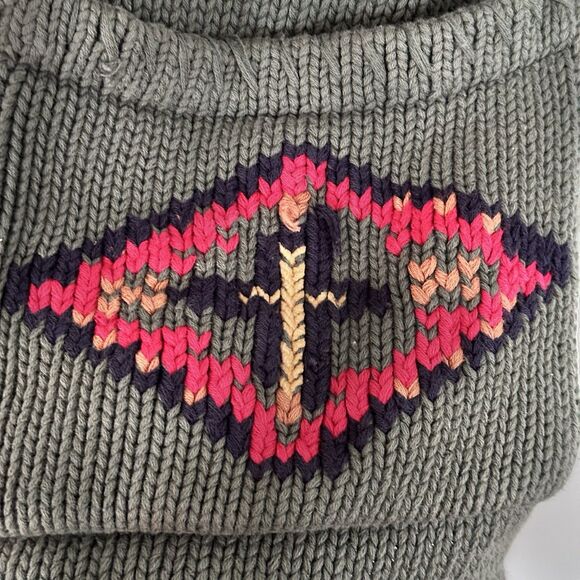 VTG Eddie Bauer Cardigan Sweater Women M Aztec Navajo Southwestern Green Pockets - Picture 7 of 11